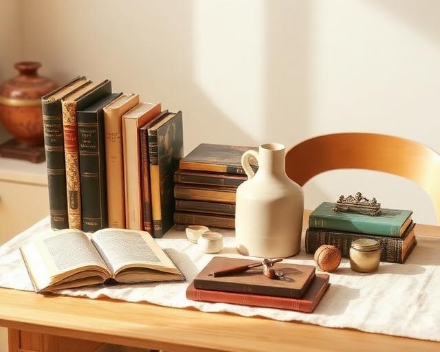 Neatly organized vintage items ready for a garage sale